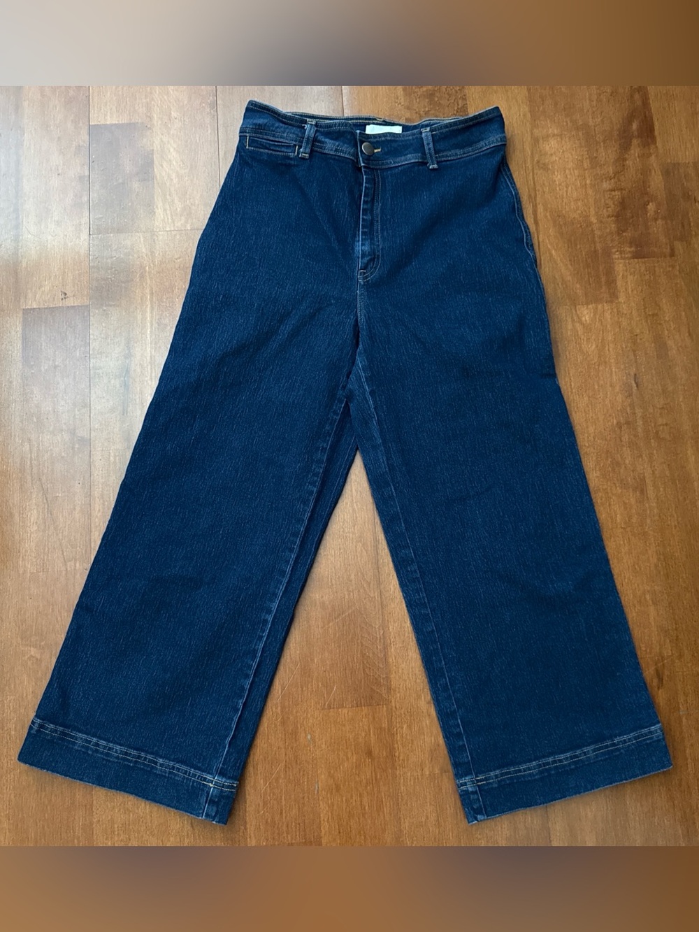H&M Women’s Blue High Waist Stretchy Ankle Wide Leg Jeans
